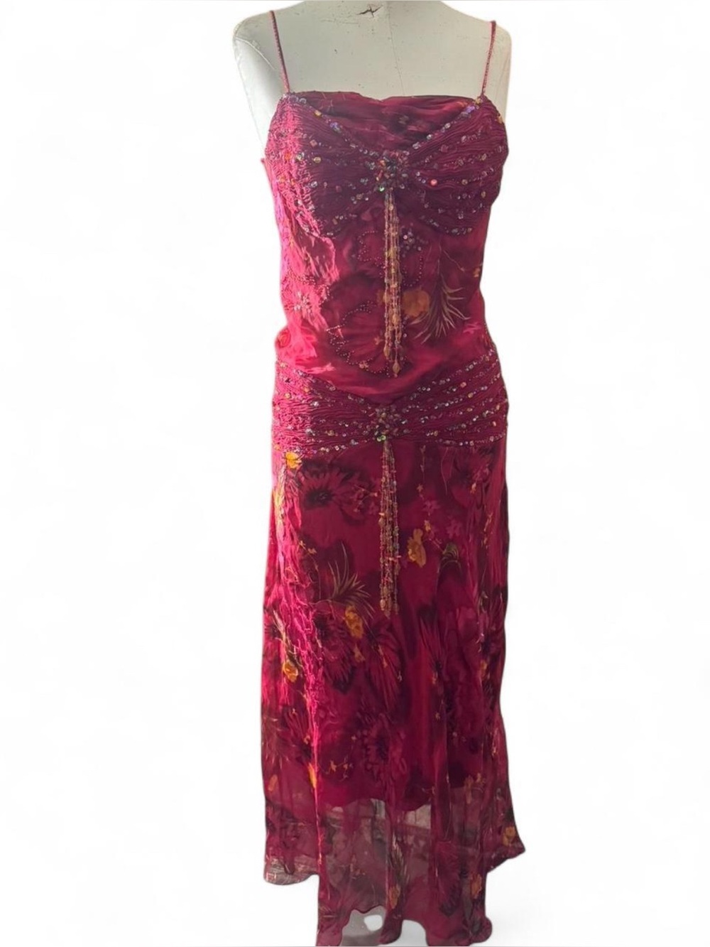 Sue Wong Nocturne hot pink silk & rayon ethereal fairy dress